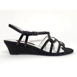 Nina Women's Black Open Toe Wedge Sandal Size 6.5
